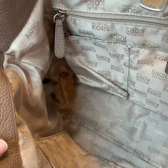 Michael Kors Bag Purse Handbag Leather Channing Large Pebbled Satchel Tote Bag - Picture 14 of 16